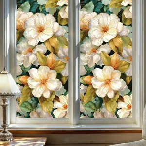 Decorative glass window sticker with floral pattern static cling for home room decor