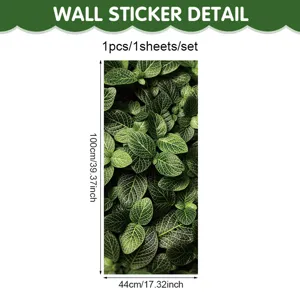 Green leaf pattern wall sticker for home decor, 100x44cm waterproof self adhesive wallpaper.
