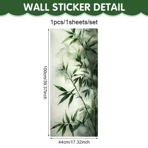 Bamboo wall sticker detail, 100x44cm waterproof decorative sticker for home living room glass window.