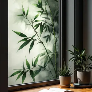 Bamboo frosted glass window sticker static cling for bedroom living room home decor detail view