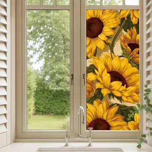 Sunflower static window sticker vibrant floral glass film for bedroom living room decor