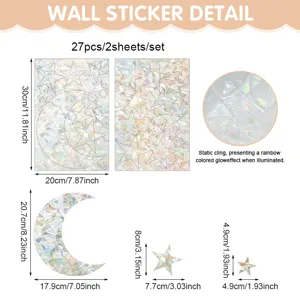 Regenboog glas raamfolie statisch hechtende ster maan prisma sticker huisdecoratie 2stuks