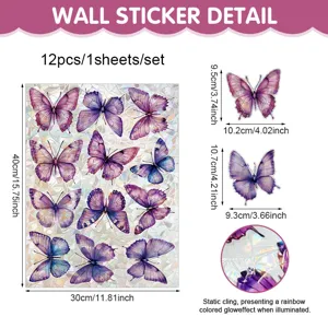 Dekorative Schmetterling Fensteraufkleber, statische PVC Glasaufkleber, 12 Stück pro Bogen.