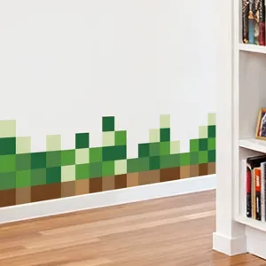 Pixel grass wall sticker self adhesive baseboard border decal geometric bedroom decor item