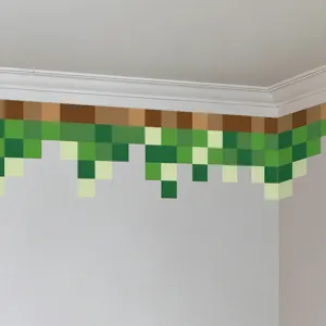 Pixel block wall sticker border self-adhesive wallpaper for bedroom room decor geometric design.