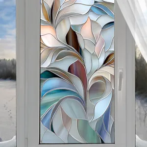 Decorative window glass film privacy static cling colorful abstract floral geometric sticker