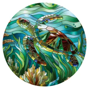 Película para ventana estática tortuga marina, pegatina de vidrio decorativa luminosa.