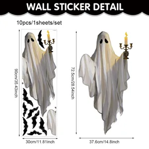 Halloween spooky ghost wall sticker scary bat PVC sticker for party window decor
