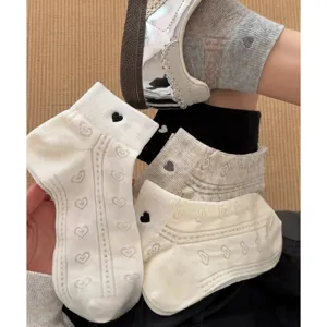Detailed view of women's summer breathable hollow-out heart pattern socks, multi-color.