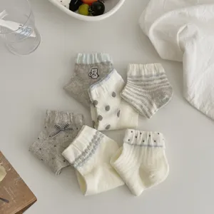 Calzini corti donna primavera estate pois fiocco ricamo orsetto cotone morbidi