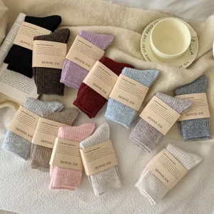 Thick warm wool slouch socks for women winter cozy floor sleeping socks multi colors