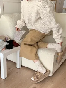 Thickened wool blend stack socks for women, cozy winter floor socks with soft warm knit design.