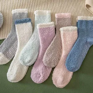 Women Winter Thickened Coral Fleece Floor Socks Non Slip Sleep Thermal Cozy Soft Indoor Sleep Socks