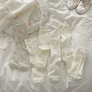 White lace bow mid-calf socks Japanese sweet style cute kawaii hosiery fashion casual socks
