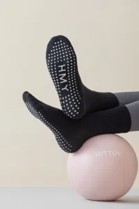 Non-slip grip yoga socks with silicone dots on sole for pilates, barre and dance fitness.