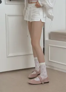 Jolies chaussettes de femme motif coeur rose respirantes printemps été style doux