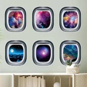 Adhesivo de pared de ojo de buey espacial 3D universo galaxia paisaje autoadhesivo PVC