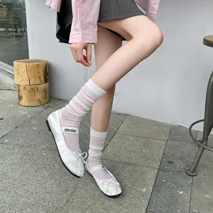 Women summer thin stack socks sweet ballet style white Mary Jane socks cute casual leg wear