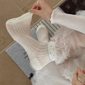 Primavera estate calzini sottili pois fiocco stile balletto giapponese calzini corti