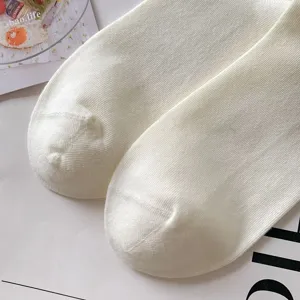 Comfortable solid white knit socks for women, soft daily casual wear detail view.