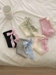 Chaussettes slouch à nœud ruban pour femme, style Lolita japonais doux et respirant