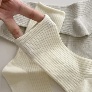 Women spring summer ribbed mid-calf socks breathable ballet style casual daily wear socks