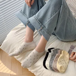 Women's low cut boat socks anti-slip polka dot invisible socks summer casual hosiery
