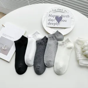 Detailed view of stylish women low cut solid color and striped invisible boat socks.