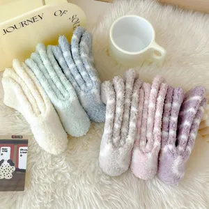Thick coral fleece striped women warm socks cozy sleep socks winter thermal socks plush