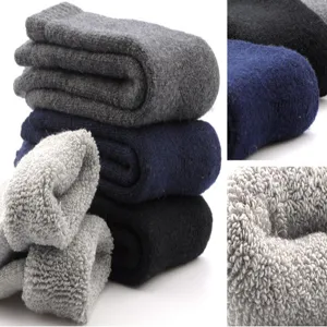 Chaussettes épaisses en laine bouclette pour homme, hiver unies chaud détails.