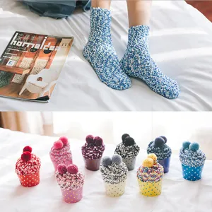 Coral velvet cake socks women mid tube warm fluffy floor socks gift box packaging winter