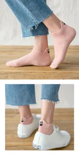 Damen Sneakersocken rosa süße Cartoon Stickerei dünn Sommer atmungsaktiv Freizeitsocken