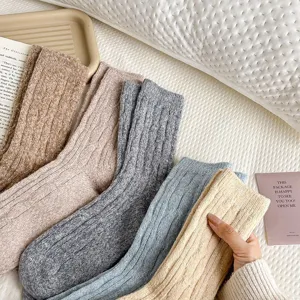Cozy thick knit crew socks for women winter warm wool floor socks casual cozy daily wear