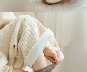 Thickened warm fleece lined winter thermal socks detail view cozy home wear knit style