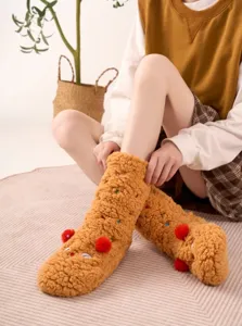 Women thick fleece warm floor socks cute winter indoor sleeping socks fluffy non-slip