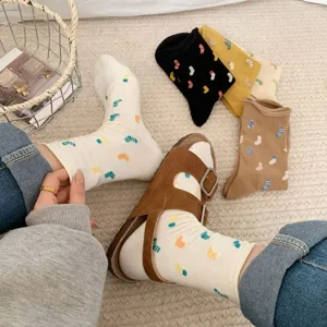Japanese style cute patterned mid-tube socks and comfy sandals set for spring and autumn daily wear.