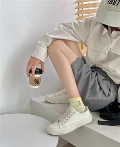 Comfortable women's short cotton socks with embroidered letter B for daily wear.