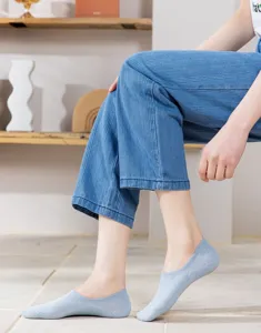 Zomer vrouwen onzichtbare boot sokken dun mesh anti slip schattige borduurwerk sokken