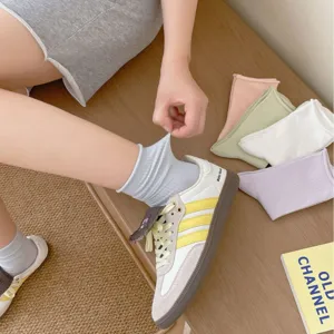 Calze donna sottili con risvolto traspiranti, morbide comode calzini casual per uso quotidiano.