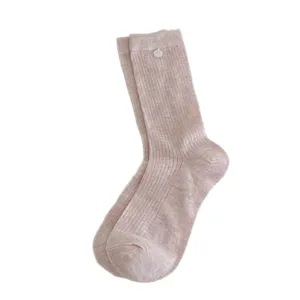 Chaussettes mi-mollet rose tendre femme style japonais respirantes côtes printemps été