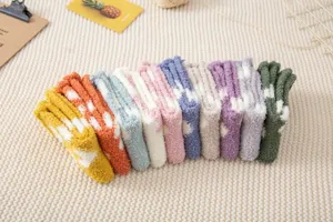 Women Winter Coral Fleece Socks Thickened Warm Sleep Floor Socks Cute Heart Pattern