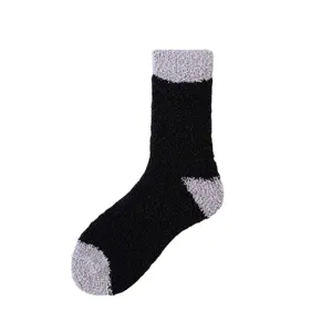 Herren Winter dicke kuschelige Korallenfleece Crew Socken schwarz grau thermisch