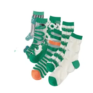 Spring summer women sheer crystal socks mid-tube transparent mesh Lolita cute socks set