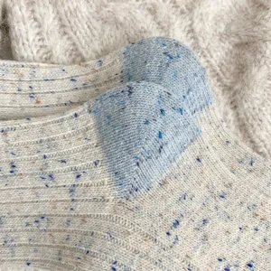 Thickened nep yarn wool blend socks, vintage style, cozy and warm mid-tube design for women.