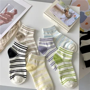 Japanese style striped women ankle socks thin summer cute low cut short socks lifestyle