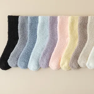 Fluffy coral fleece women socks thick warm fuzzy winter floor sleep socks candy colors set