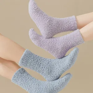 Women fuzzy coral fleece socks warm thick candy color winter sleep socks fluffy soft