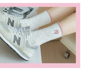 Cute women mid tube socks white cherry embroidered knit casual cotton hosiery sweet fashion daily