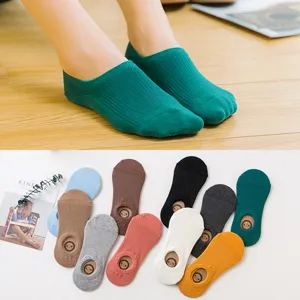 Women's shallow cut invisible boat socks summer cotton anti-slip silicone short socks
