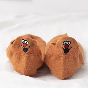 Niedliche Cartoon bestickte Damen Kurzsocken, bequeme Baumwoll Füßlinge, lustiges Design.